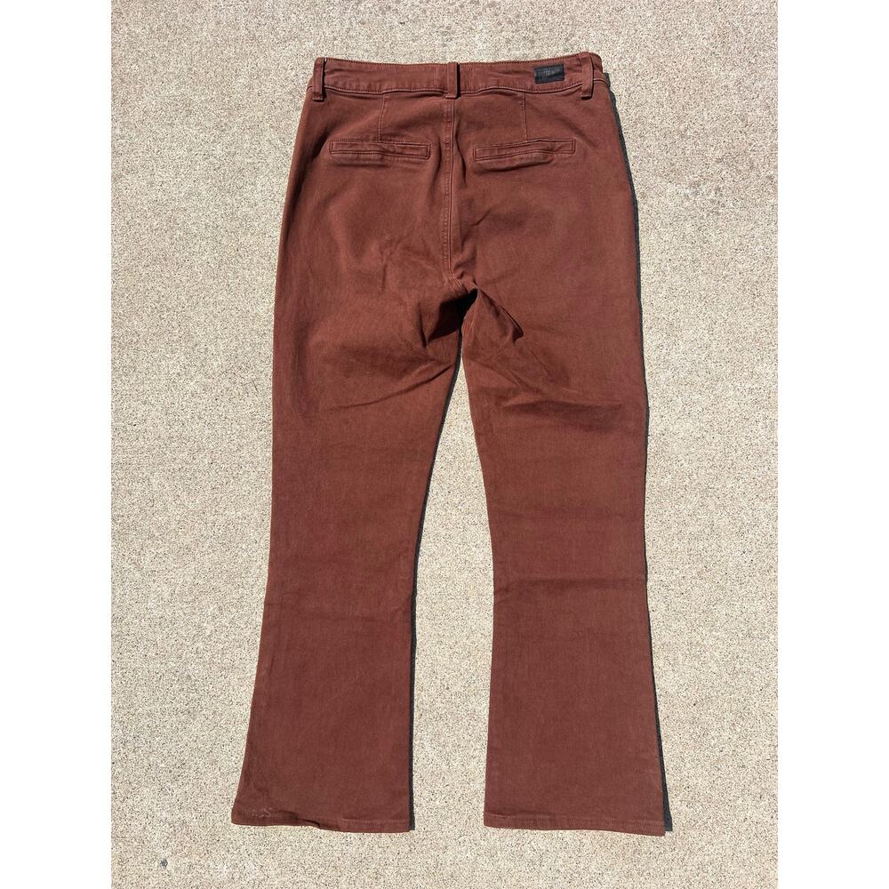 Paige Pants Women Sz 30 Mahogany Brown Slim Straight Kick Flare Zip Fly 4-Pocket - Picture 6 of 8